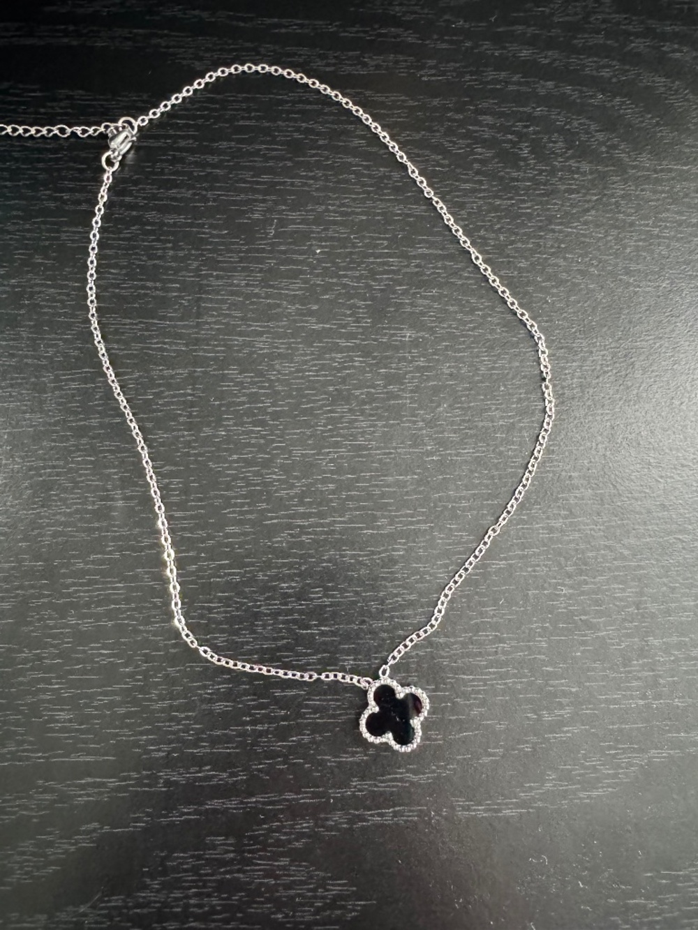 Black Silver Clover Necklace